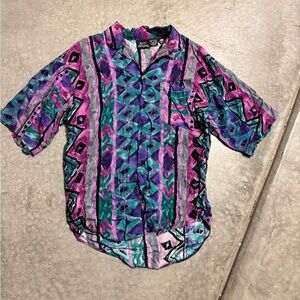 Vibrant Geometric Button-Up Shirt